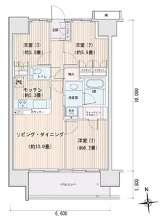 エスティメゾン豊洲レジデンスB【5階】の間取り