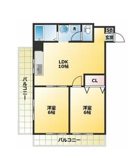 第二若木コーポ【7階】の間取り