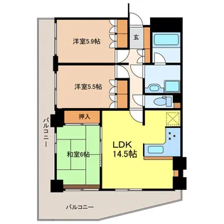 サーパス住吉【5階】の間取り