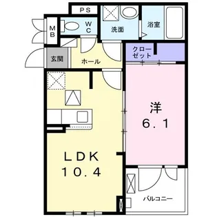 アルカンシエル ウエスト【1階】の間取り