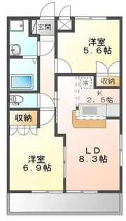 スカイヒルズA【2階】の間取り