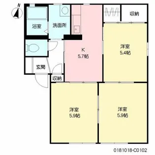 メゾン・ド・ルシオン C棟【1階】の間取り