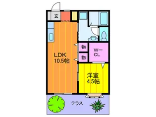 ヴィラ楠公D棟【1階】の間取り