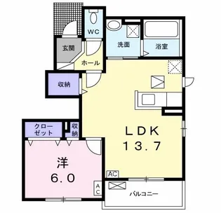 コートオリーブB【1階】の間取り