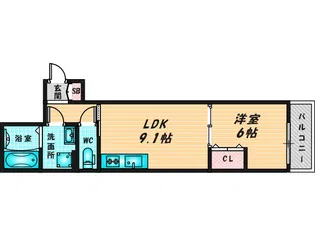 ロイヤルハイツ俊徳道【1階】の間取り