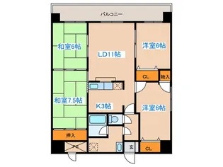 イースト平岸【10階】の間取り