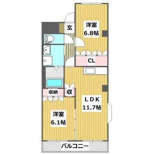 熊本県熊本市北区龍田7【アパート】の間取り