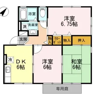 ハイカムールあすかB棟【2階】の間取り