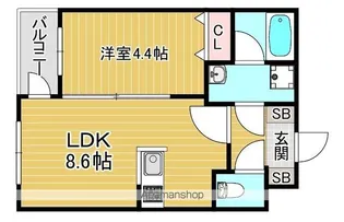GlanZ 六ツ門【2階】の間取り