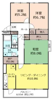 川越グリーンパークA-1号棟【5階】の間取り