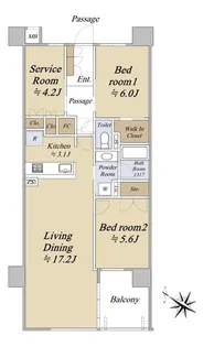 イニシア桂大橋【2階】の間取り