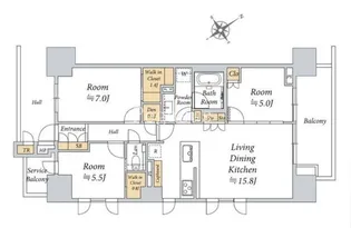 ザ・ガーデンテラス目黒【7階】の間取り
