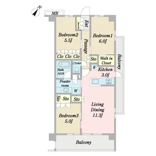 レーベン幕張本郷THE COURT【2階】の間取り