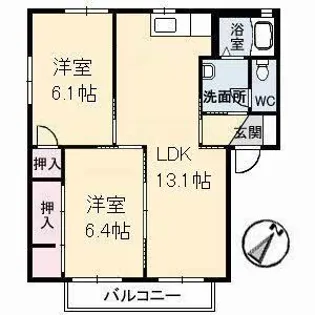 ハミングバード B棟【1階】の間取り