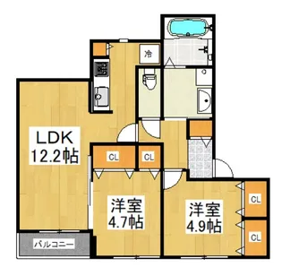 カーサ カルマーレ【3階】の間取り