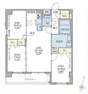 ZENITE BURGE (ゼニス バージュ)【5階】の間取り