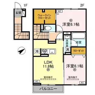 カルム キー2【2階】の間取り