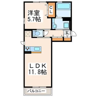 ルヴェデュソレイユIII【2階】の間取り