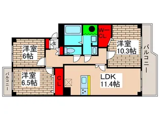 市川グリーンハイツB棟【11階】の間取り