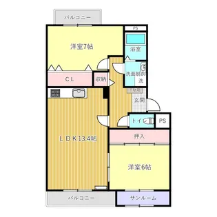 ラ・フォーレ南台B【1階】の間取り