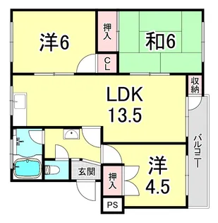 神陵台東住宅46号棟【4階】の間取り