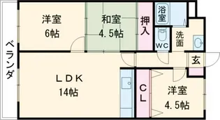 シャトーサンライズ【1階】の間取り