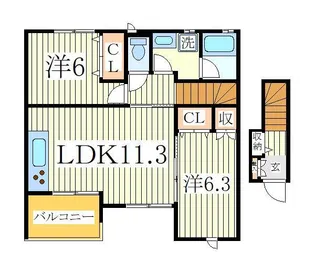 バルディッシュ【2階】の間取り