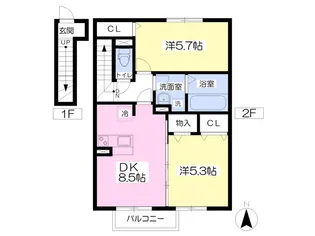 ユニティー・郡山北I【2階】の間取り