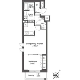 レフィールオーブ代々木【3階】の間取り
