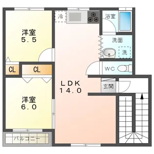 コーポ21B【3階】の間取り