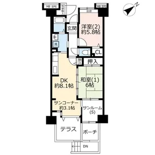 URプラザシティ新所沢けやき通り第三【1階】の間取り