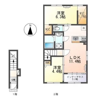 ラ・クラリエール(La Clairiere)【2階】の間取り