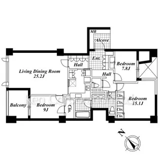 ザ・ハウス南麻布【4階】の間取り