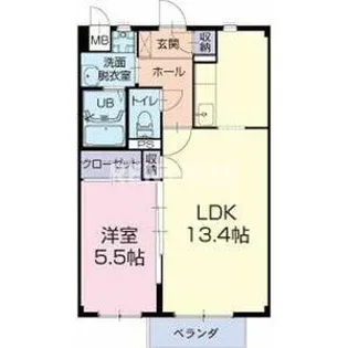 カラーシティーBタウン【1階】の間取り