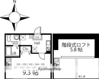 ハーミットクラブハウス プレシャス大熊【1階】の間取り