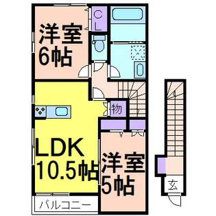 ウィンディタウン貝島II A【2階】の間取り