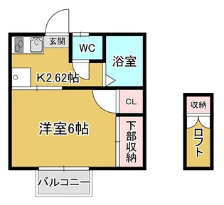 霊屋第2コーポナバタ【2階】の間取り