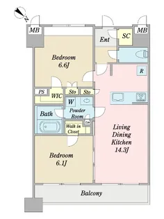 The Wall【7階】の間取り