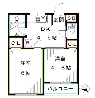 第二マンション宍戸【4階】の間取り