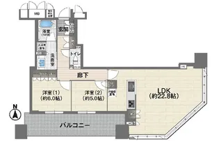 ブランズタワー大阪本町【6階】の間取り