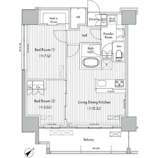 ヒューリック荏原【12階】の間取り