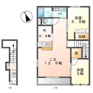 ヴィーブル ハイツB【2階】の間取り
