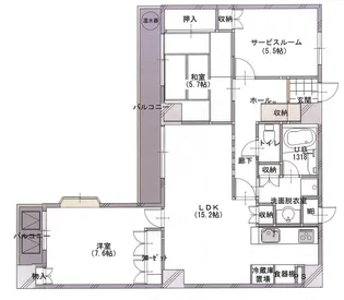 富岡レジデンス【6階】の間取り