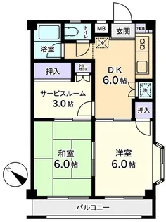 越谷レジデンシャルマンション【2階】の間取り