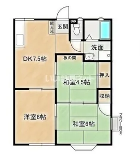 ルシェール三輪A棟【1階】の間取り