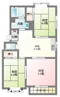 ハピネス西口2【3階】の間取り
