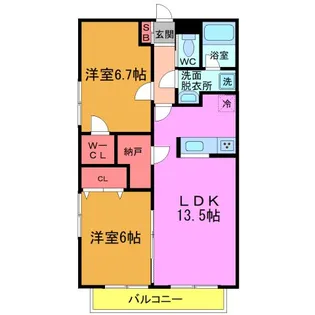 コクシネール【3階】の間取り