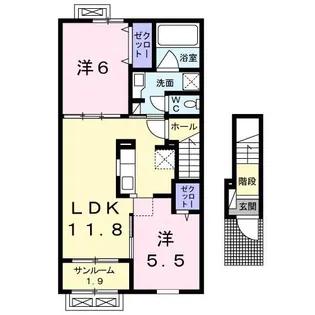 グロリオーサ B【2階】の間取り