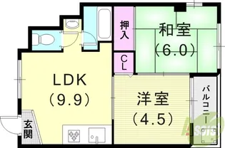芦屋第一コーポラス【2階】の間取り
