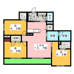 リバーサイド朝宮【1階】の間取り